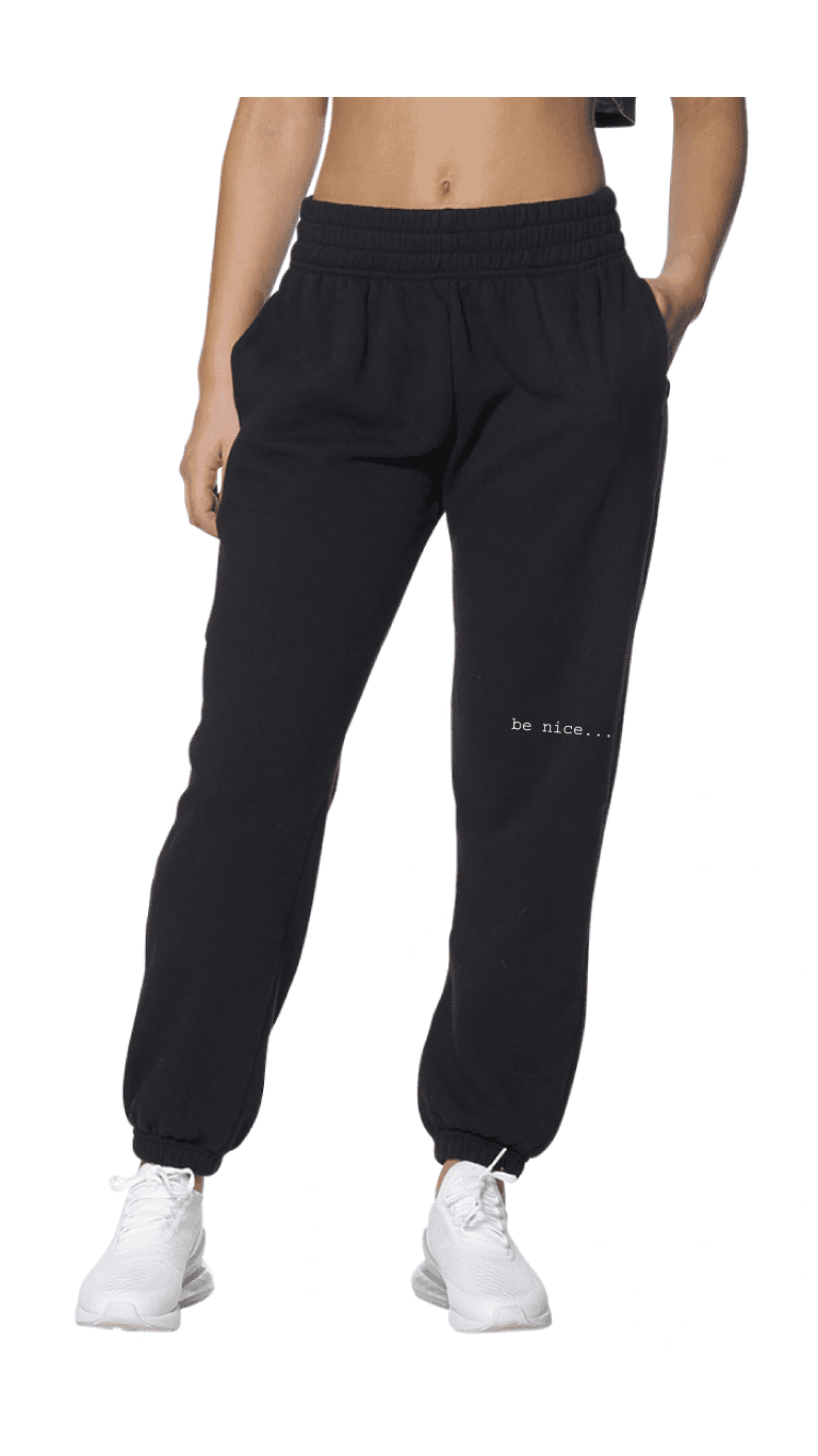 Casual black sweatpants and sneakers