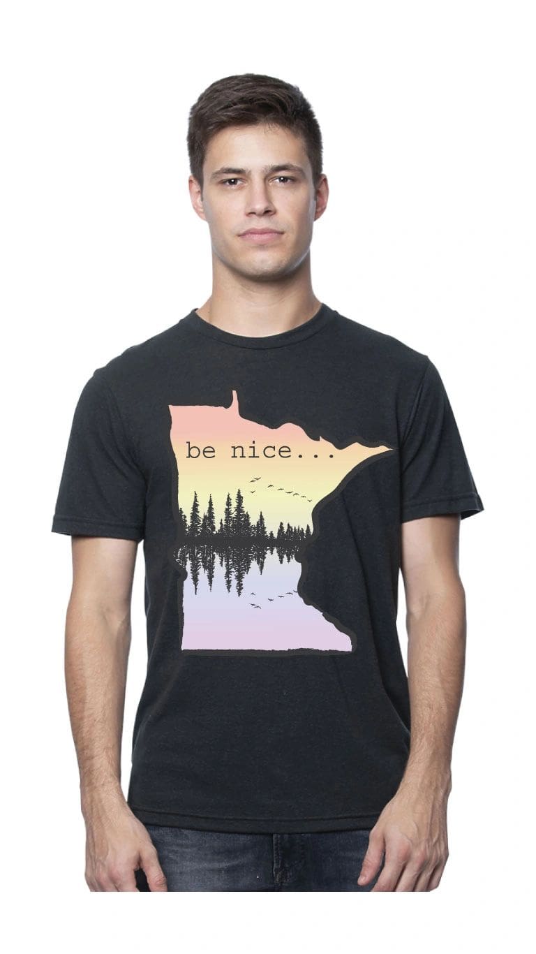 Casual shirt with state silhouette and trees