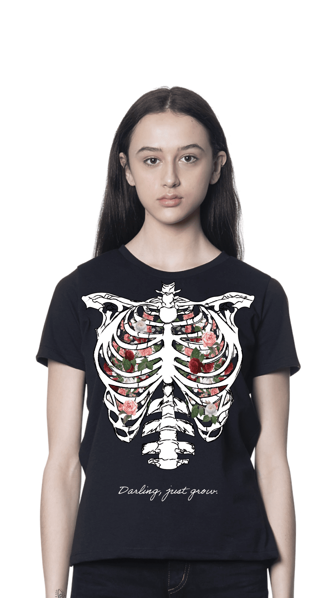 Skeleton floral t-shirt design