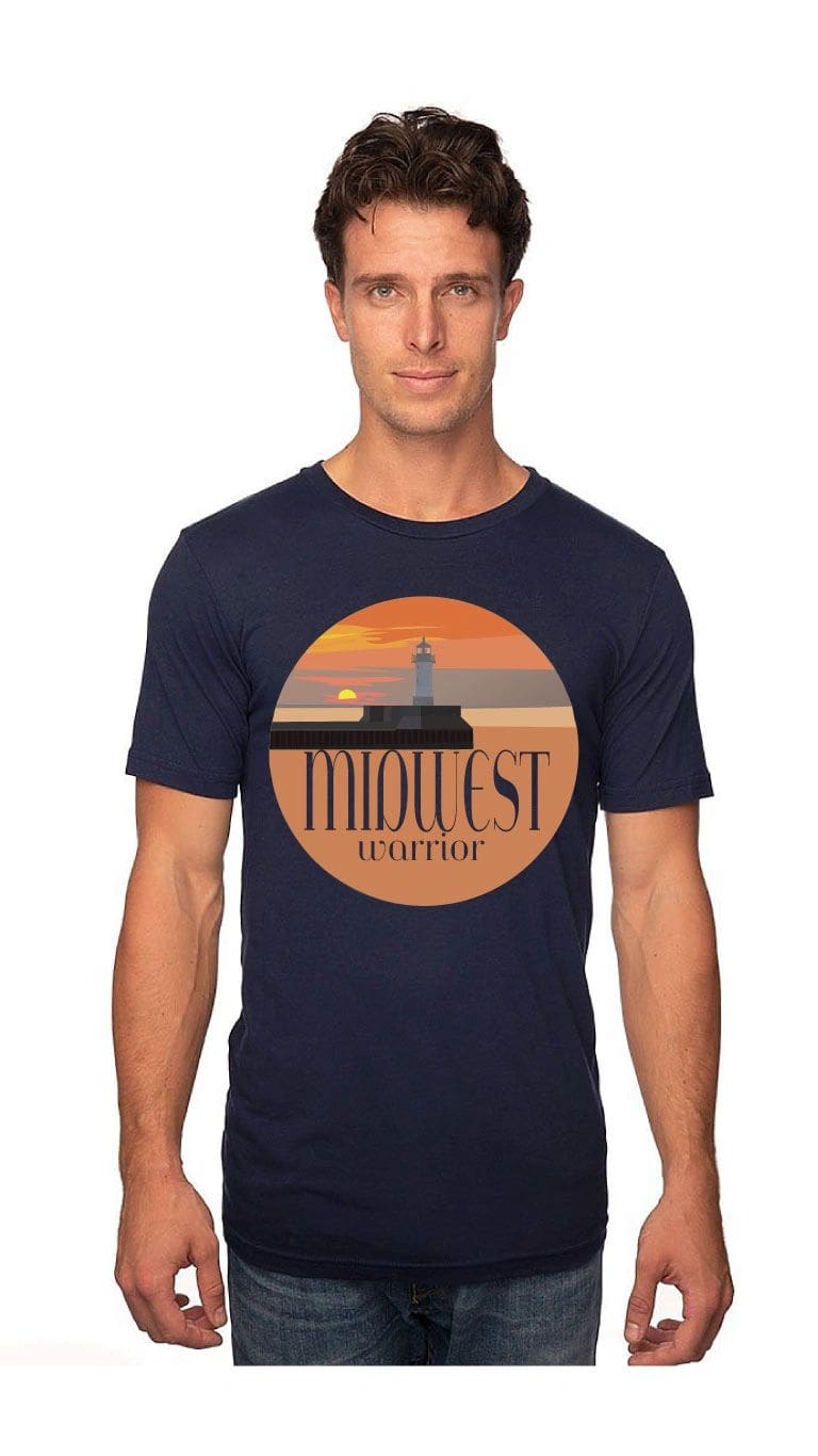 Navy t-shirt with lighthouse design
