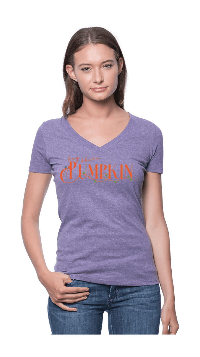 Casual purple tee with pumpkin design