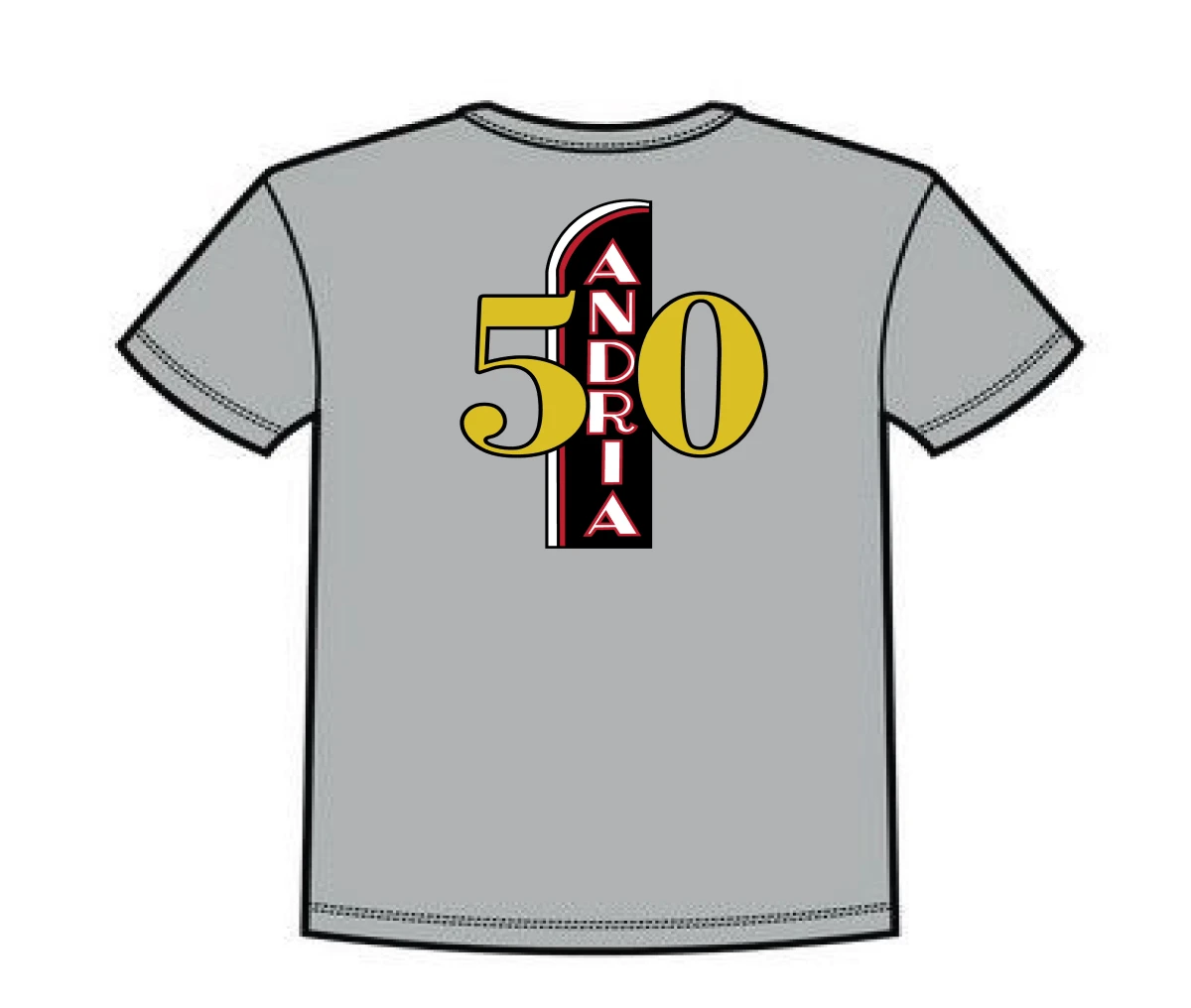 50 Andria" logo on gray shirt