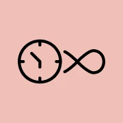 Minimalist time and infinity icon design.